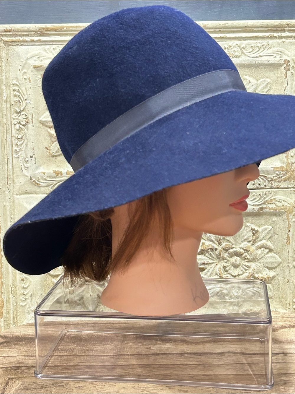Vintage Glenover Navy Wool Floppy Hat